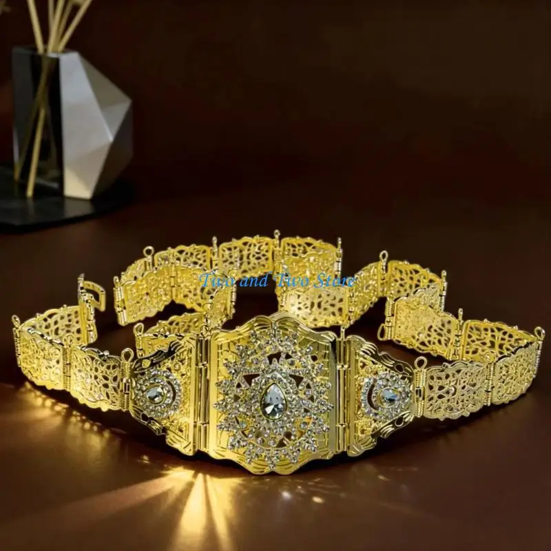 HX6F Elegant Metal Waist Belt With Moroccan Themed Design Unisex Fashion Accessory