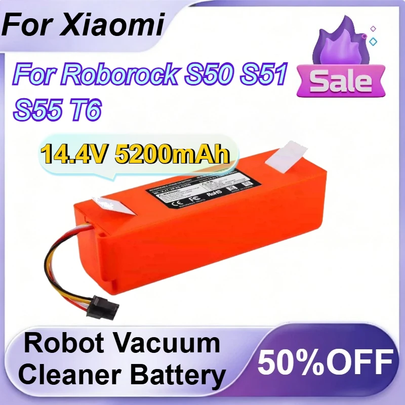 

Аккумулятор литий-ионный 14.4В 5200мАч для робота-пылесоса Xiaomi Roborock S50 S51 S55 T6 (замена)