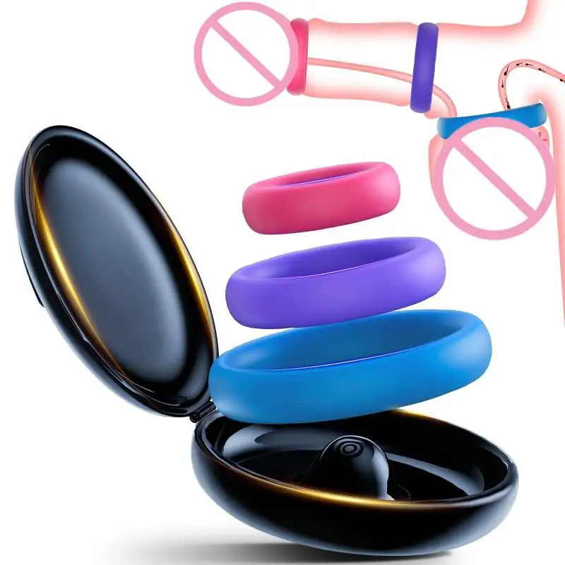【SA】3Pcs Penis Ring Set For Men Enhanced Erection Delayed Ejaculation Cock Trainer Semen Lock Reusable Adult Sex Toys For Male