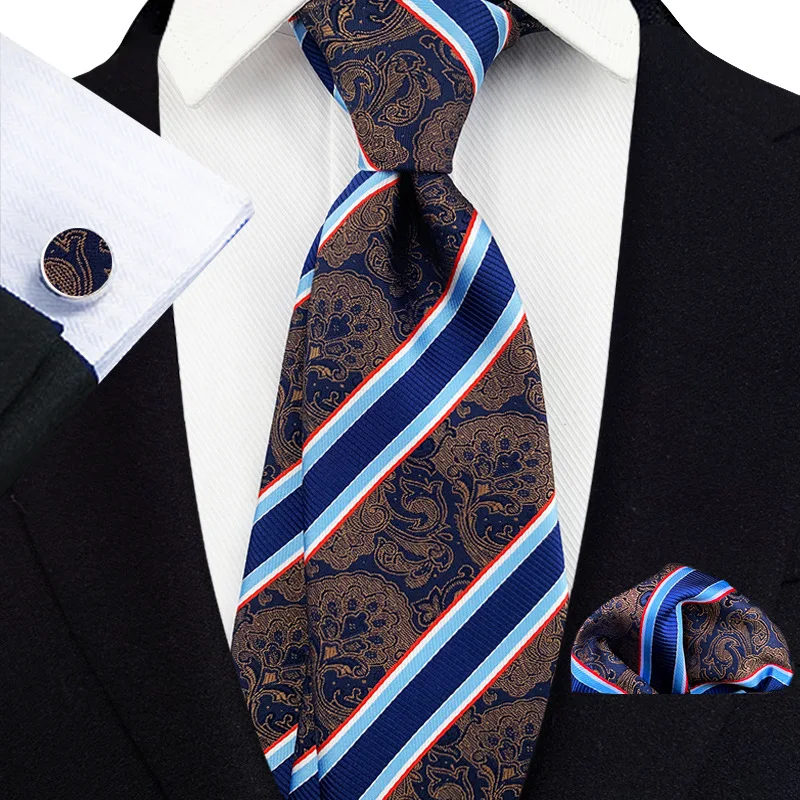 

2024 New Luxury 8cm Men Ties Floral Striped Paisley Jacquard Woven Classic Neck Ties Men Wedding Party Gravatas Necktie Set