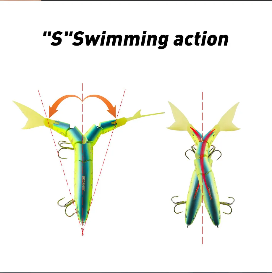 2 Stück/Set Riesiger Angelköder 250mm Sinkender Swimbait 4-teilig Gelenkiger Köder für Bass und Wels Harter Swimbait – Detail 7