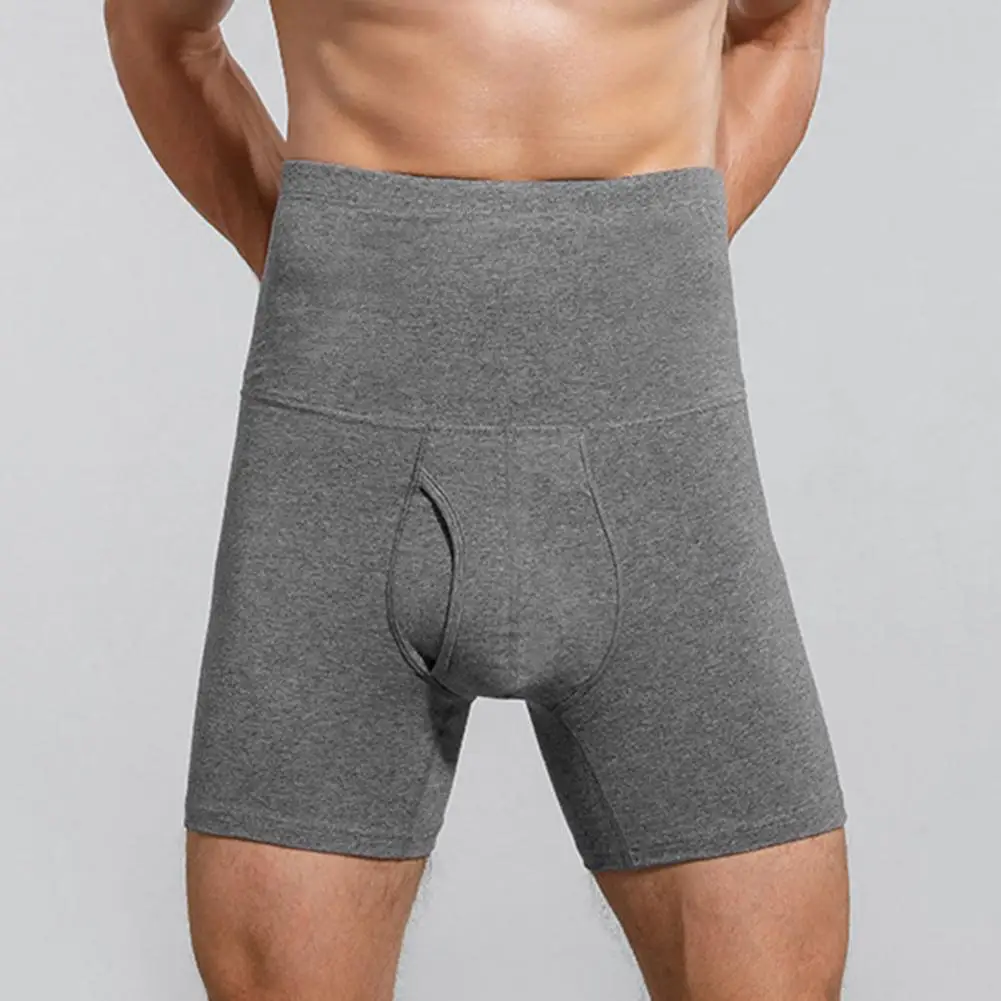 Uitgesneden onderbroek uit één stuk Hoge taille Katoenen onderbroek voor heren Warme ademende elastische sportshorts Heren Naadloze lange boxers