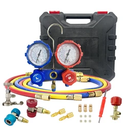 1 BOX Tool Kit Set Car Air Conditioning Pressure Manifold Gauge Hose Adapter R22 R-410A R-134a R-404A Refrigerant Pressure Gauge