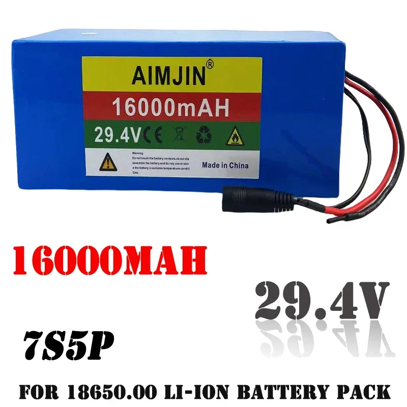 7S5P 24v 16Ah battery pack 500w 29.4V 16000mAh lithium ion battery for wheelchair electric bicycle pack with BMS + charger