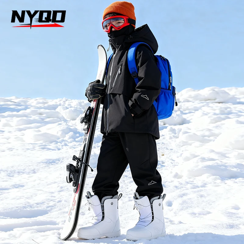 Children's Skiing Wear Top+Bottom Winter Boys Girls Snowboarding Suit Windproof Waterproof Kids Ski Jacket Snow Pants view 3