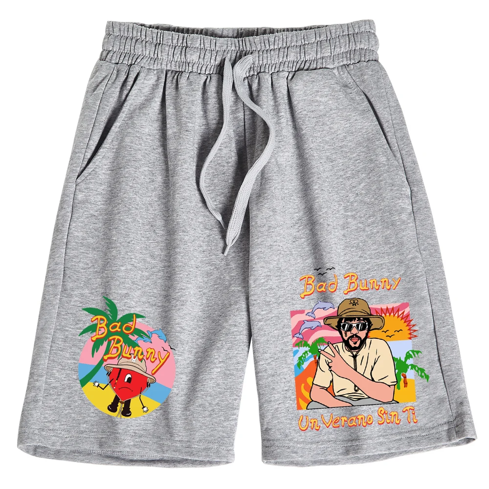 Pantalones de Un Verano Sin Ti Bad Bunny para hombre y mujer, pantalón corto de algodón 2024, informal, estampado, para playa y Verano