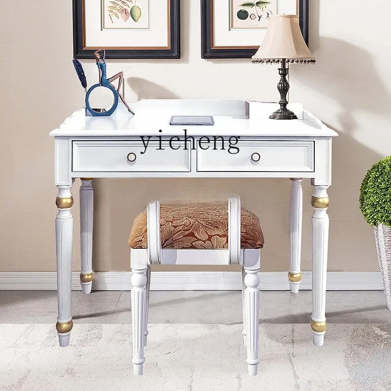 CZ-1 Modern French Solid Wood Computer Desk Small Makeup Table for Bedroom Study Home