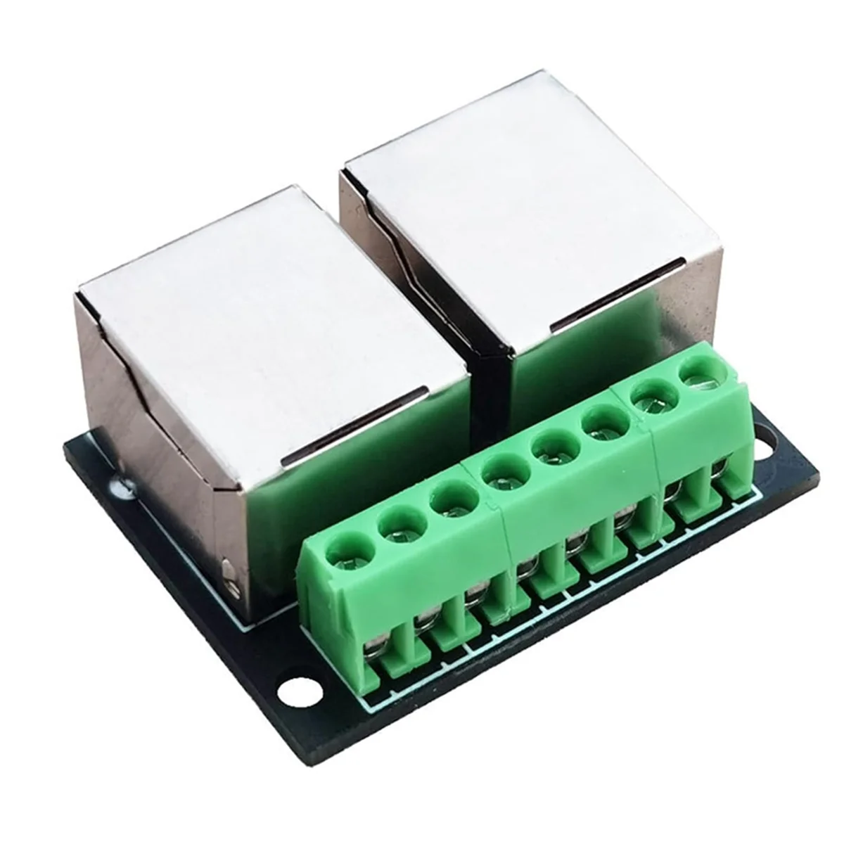 4PCS RJ45 Ethernet Dual Female Terminal Breakout Board,3.5mm Pitch Connector Board Shielded Network Adapter Terminal TQ