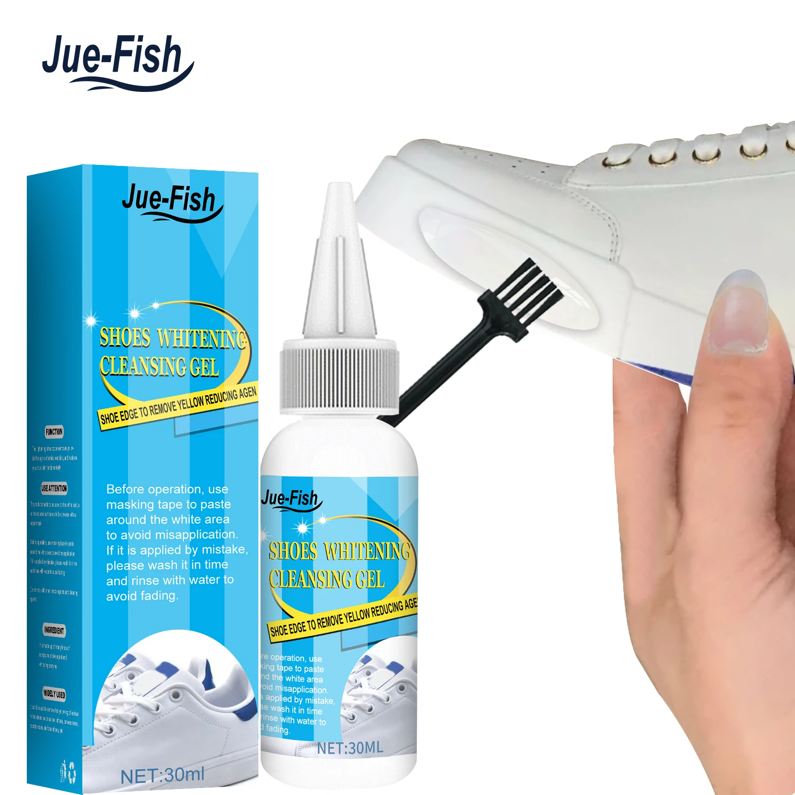 

Jue-Fish White Shoe Cleaner White Shoes Powerful Stain Removal Stain Removal Yellow Whitening Portable Cleaner