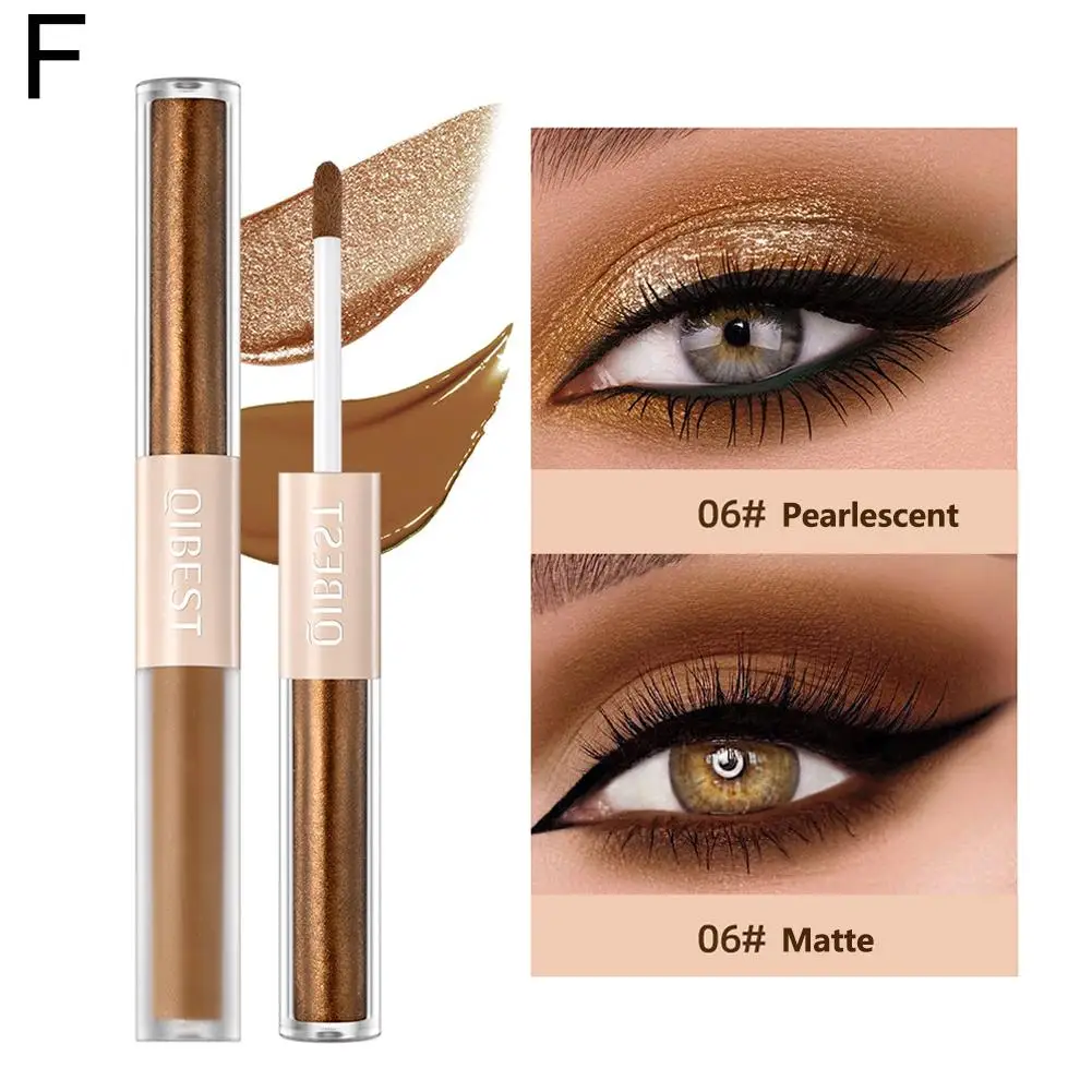 1 stücke Doppel Ende Flüssigkeit Lidschatten 2 In 1 Stick Bleistift Frauen Make-Up Schimmer Bicolor Kosmetik Glitter Matte Lidschatten waterp R2P3