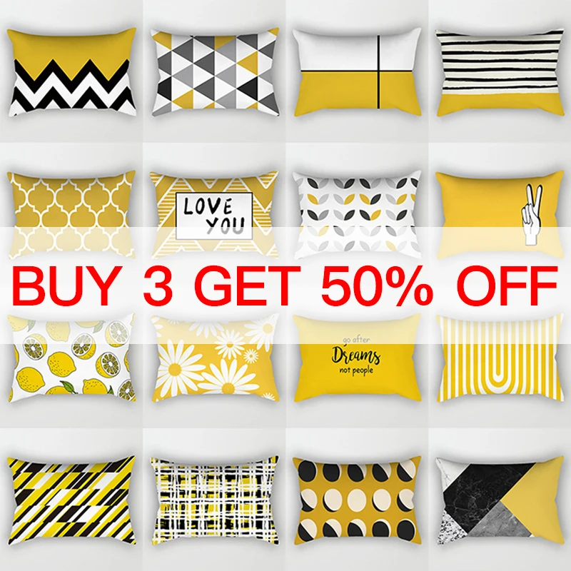 

【Buy 3 Get 50% Off】Home And Decoration Bedroom Decorative Cushion Compact Yellow Pillow Cover Hotel Pillows Case For Sofa 30*50