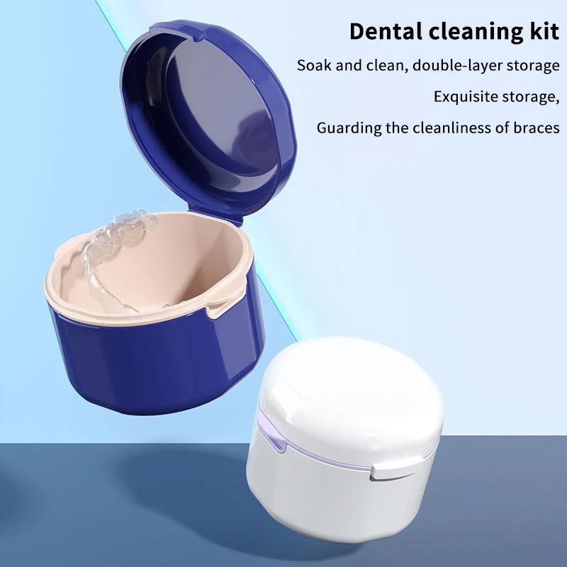 High Quality Retainer Storage Box Soaking Invisible Teeth Denture Cleaning With Strainer Double Layer Braces Storage Box