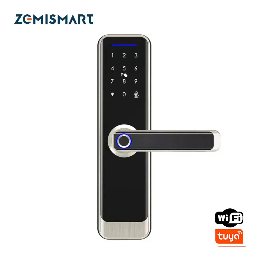 Zemismart Tuya Wifi Smart Digital Door Lock Fingerprint IC Card Key Password Unlock with Doorbell Required Remote APP Unlock