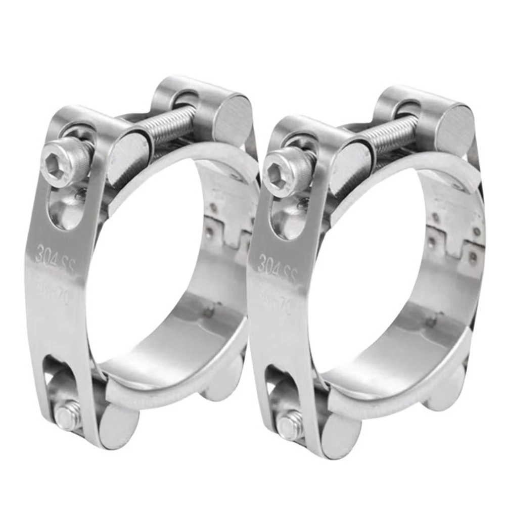 2X Stainless Steel Double Head Strong Throat T Bolt Hose Clamps for Automotive Exhaust and High Pressure Hose Maintenance