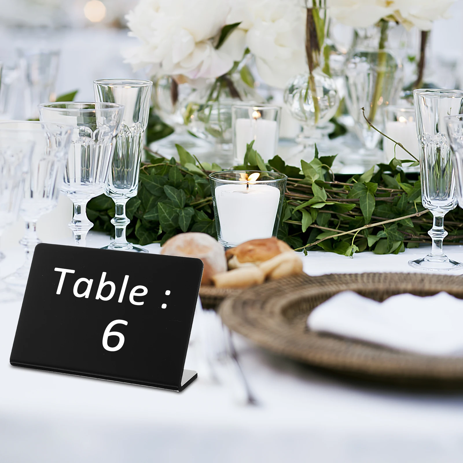 

10 pcs Acrylic Signs Weddings Table Signs Small Buffet Food Labels Party Table Numbers Writable Reusable