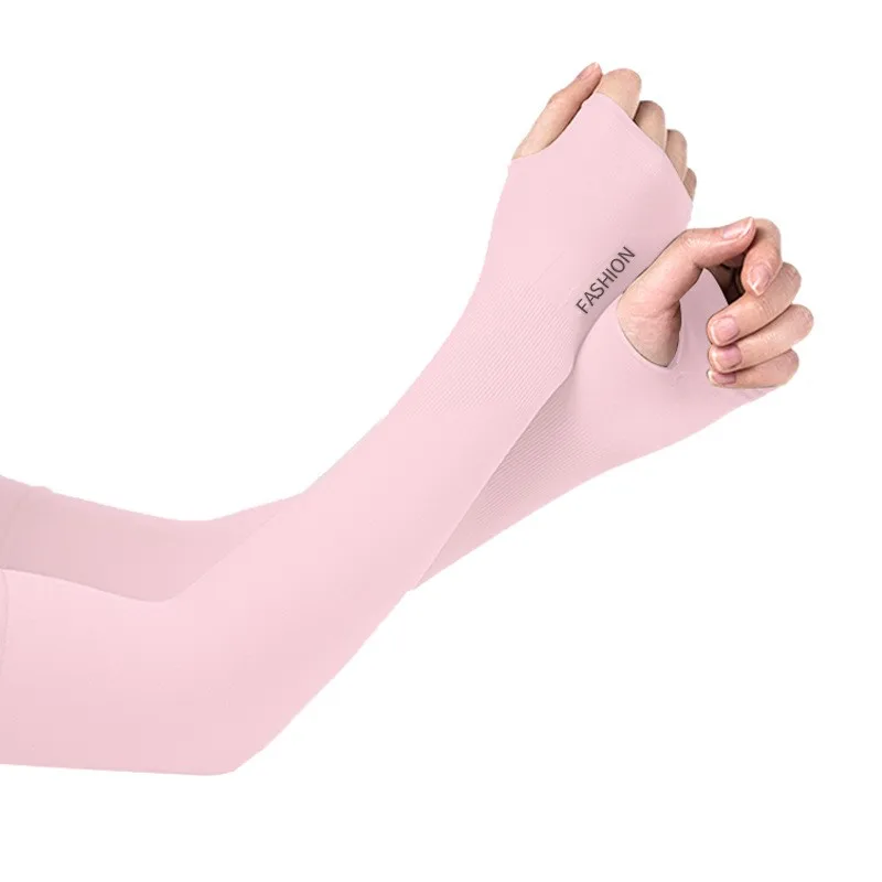 Mangas de brazo con protección UV refrescante, funda de protección solar a la moda de verano con orificio para el pulgar, estilo callejero para deportes al aire libre