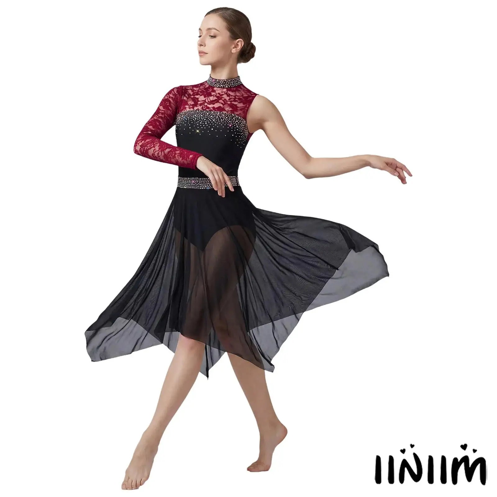 女性モダンダンスワルツドレス体操フィギュアスケートバレエ叙情的なダンスパフォーマンス衣装コンテンポラリーダンス服