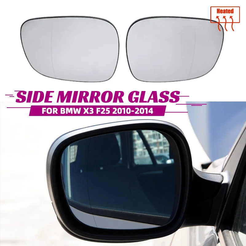 Car Right Side Chrome Mirror Glass Rearview Mirror Glass For BMW X1 E84 2009-2015 For BMW X3 F25 2010- Replacemence