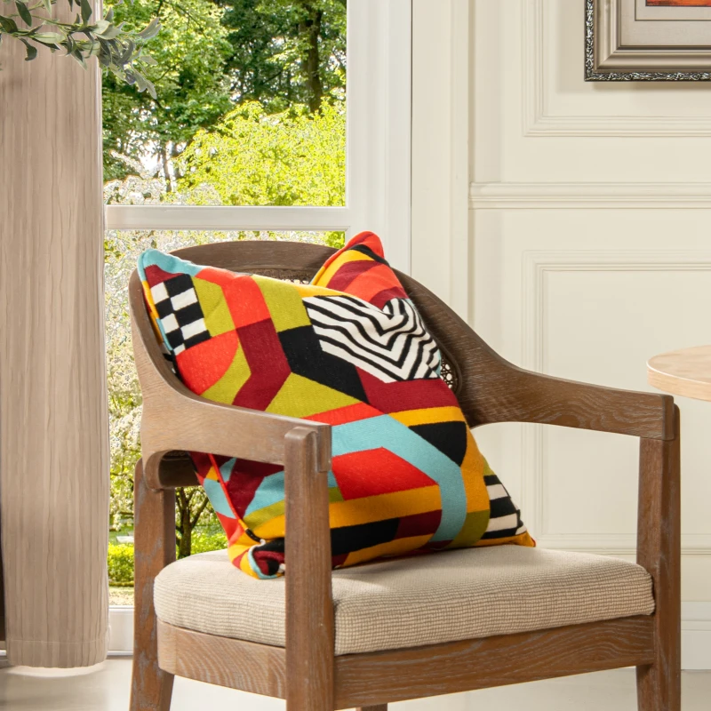 

La Broderie 20 Square Embroidered Throw Pillow & Feather Down Insert, Colorpop Multicolored Embroidery