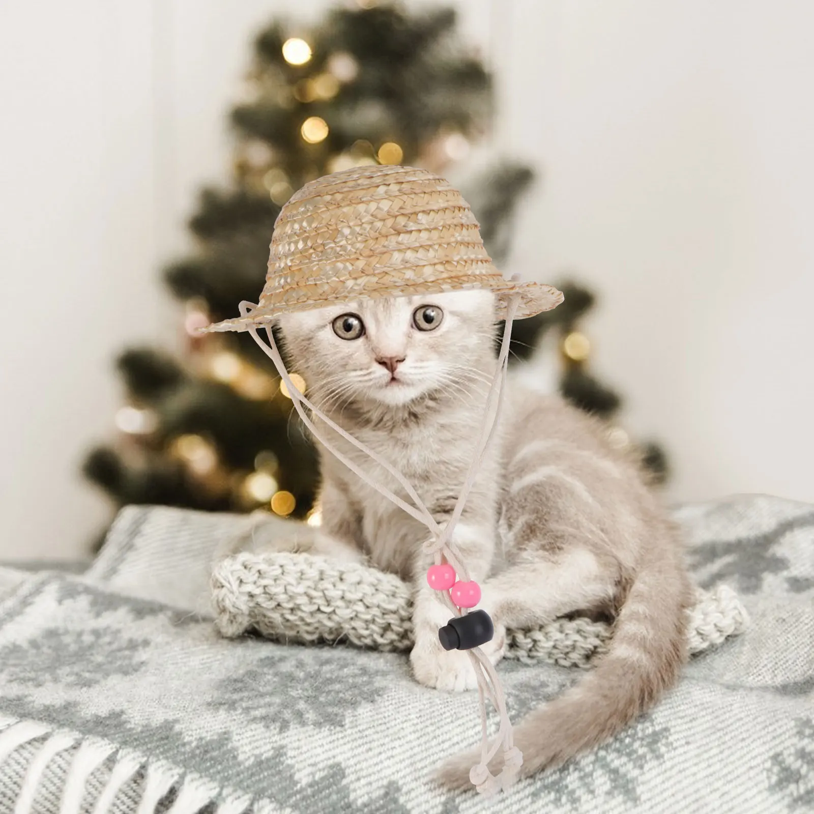 

Straw Adjustable Adjustable Dog Cat Summer Pet Adorable Hat Straw Hat Fashion Photo Props Woven Hats for Pet Supplies