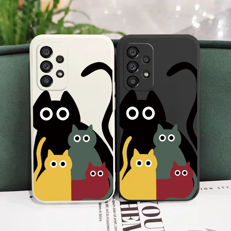 

Cute Painted Cat Phone Case For Samsung Galaxy A73 A53 A33 A23 A13 A03 A72 A52 A52S A32 A22 A12 A71 A51 A31 A21S Silicone Cover