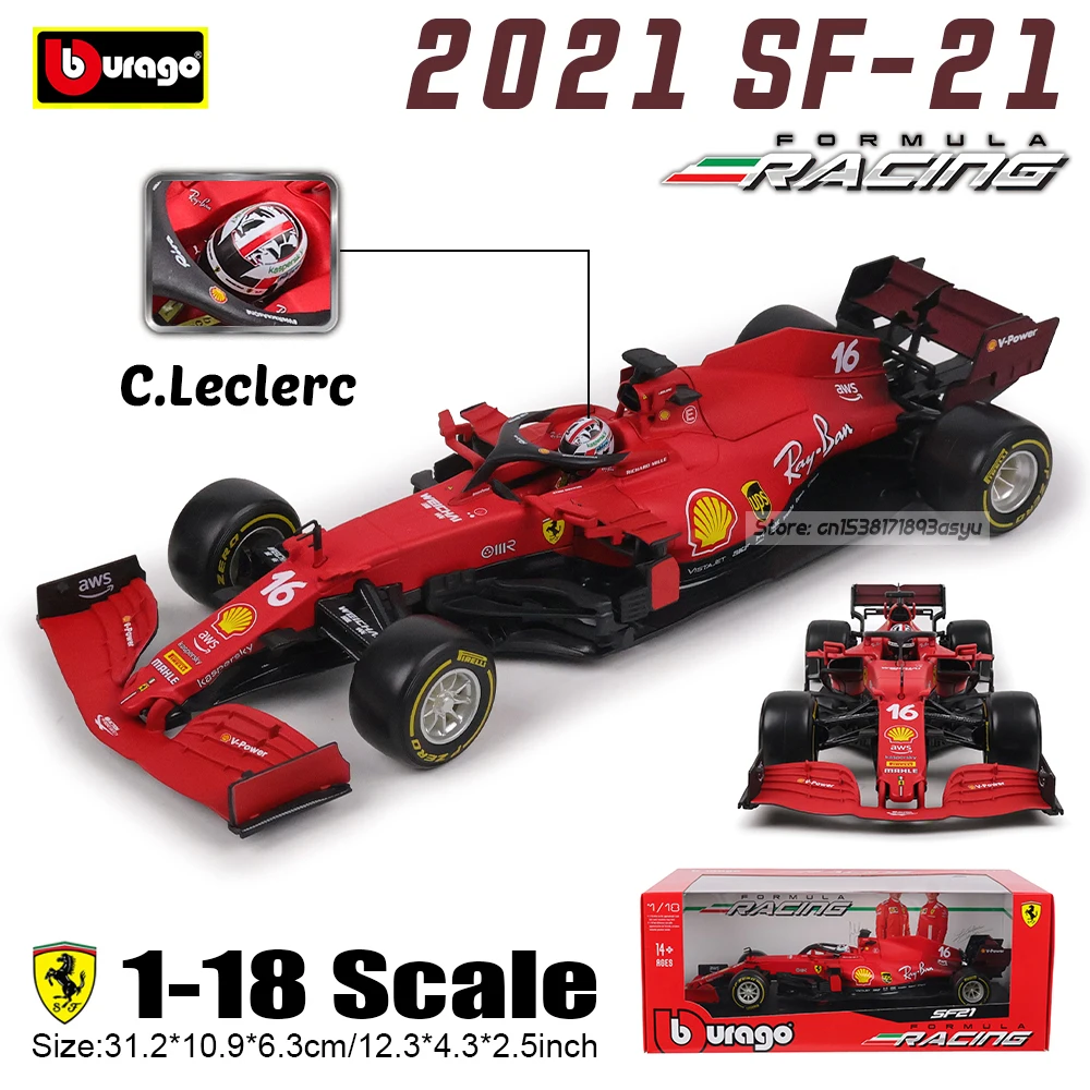Bburago 1:18 2021 F1 Ferrari SF25 # 16 Veículos Charles Leclerc