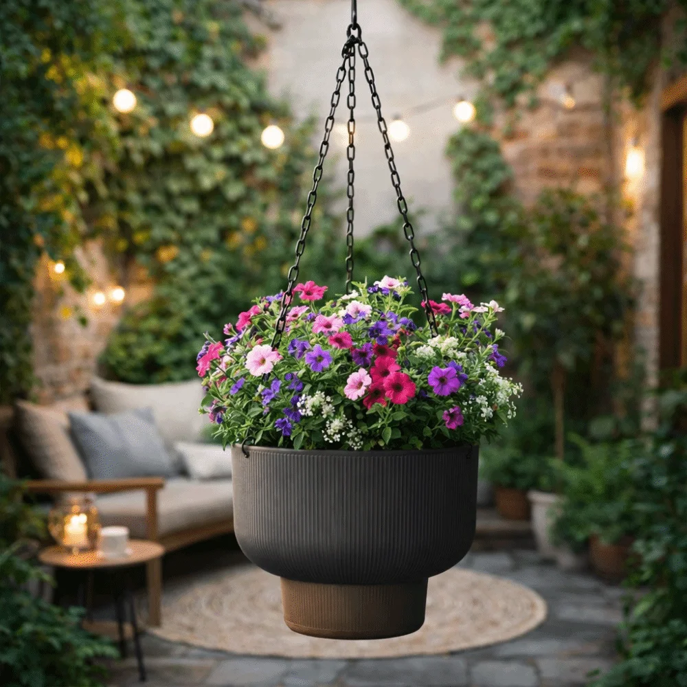 

Thickened Self Watering Hanging Planters Chain Hooks Large Capacity Suspended Basket Detachable Base Drainage Vertical Flowerpot