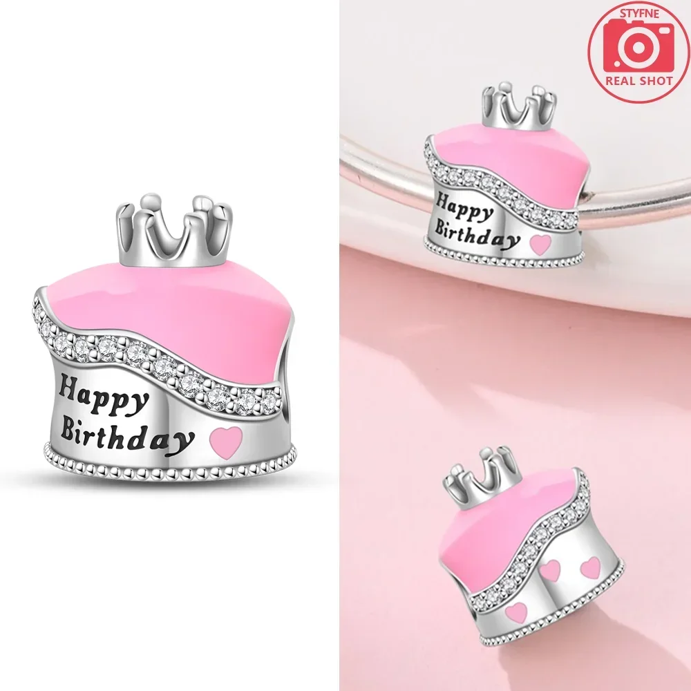 Original 925 Silver Plated Crown Cross Forever Heart Birthday Enamel Beads Fit Bag Charms Bracelet Jewelry Gifts for Women