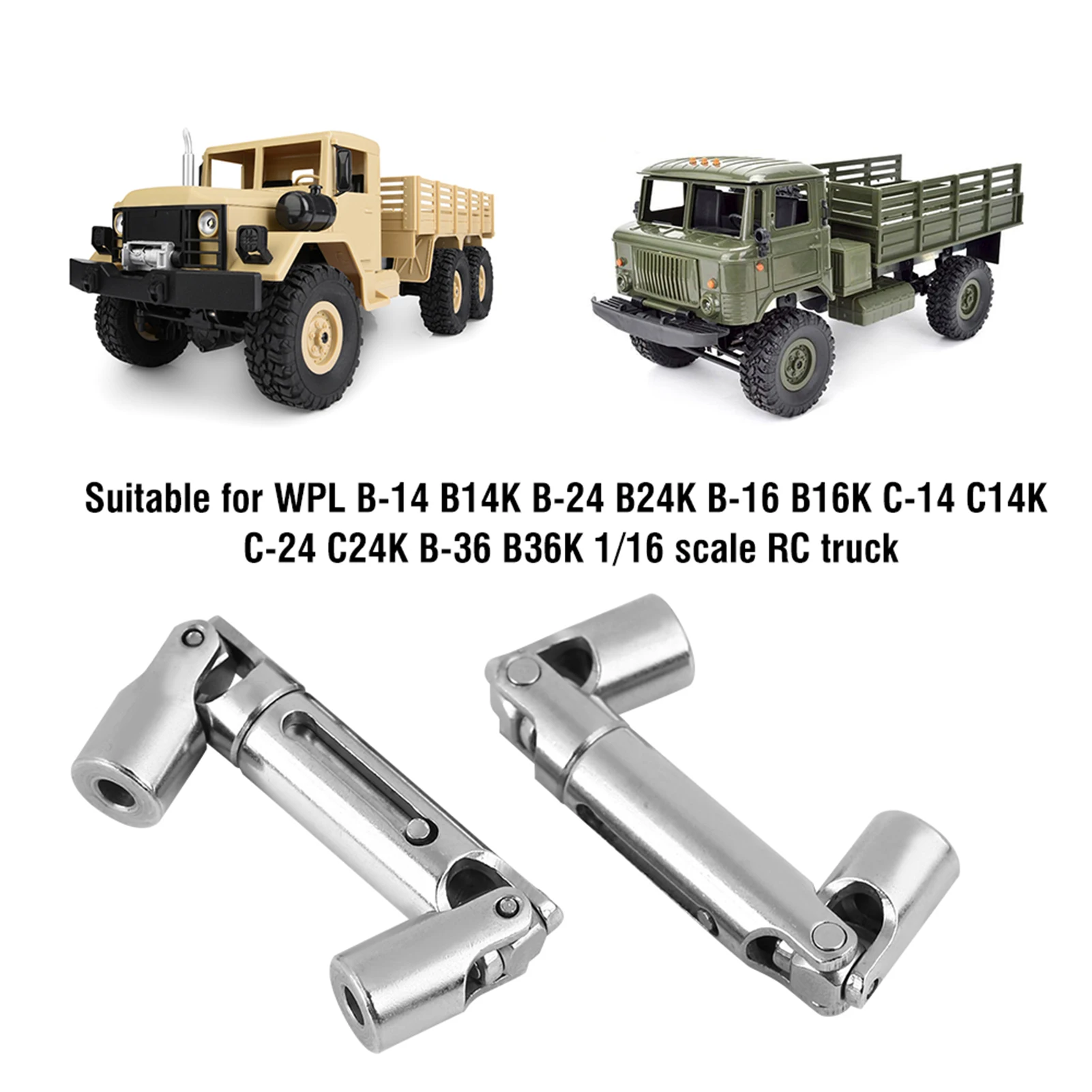 2PCS Upgrade Accessories Metal Drive Shaft for WPL 1/16 Scale RC Military Truck RC Truck Drive Shaft
