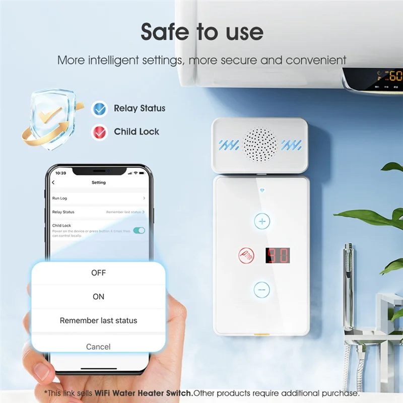 

ABRU-Tuya Smart Wifi Water Heater Switch Touch Wall Panel Timer Control Work For Alexa Google Home A