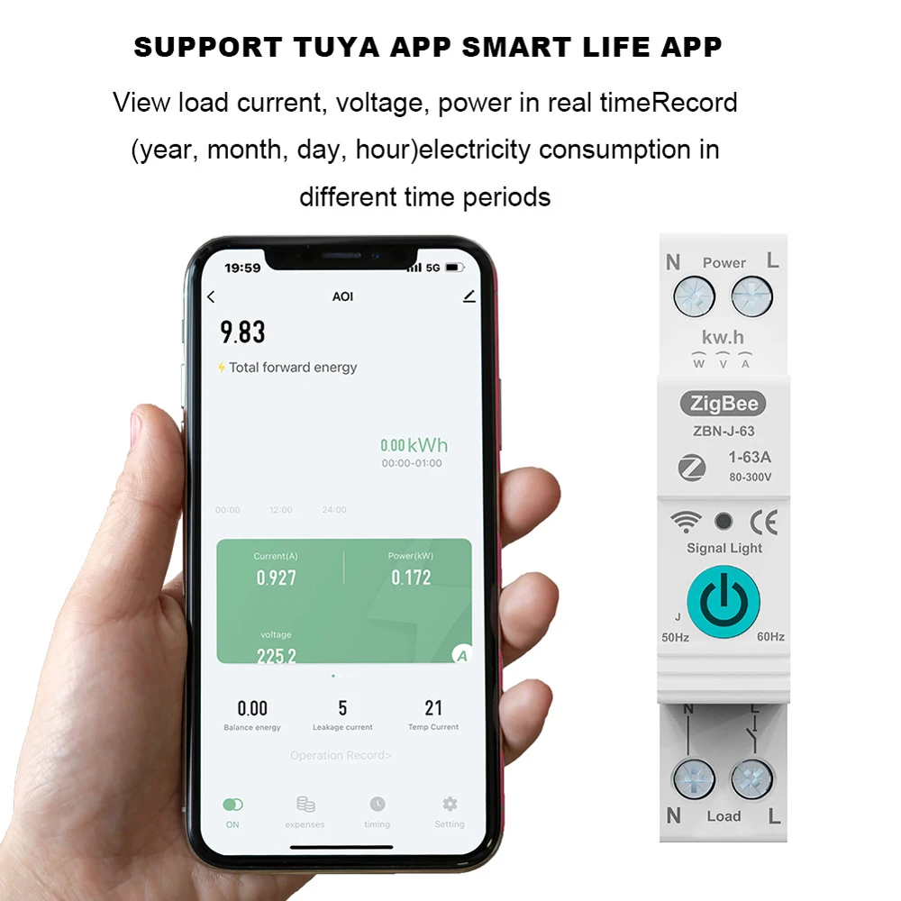 TUYA ZigBee interruttore automatico intelligente telecomando interruttore di controllo vocale homephone wireless APP Connect Circuit Breaker