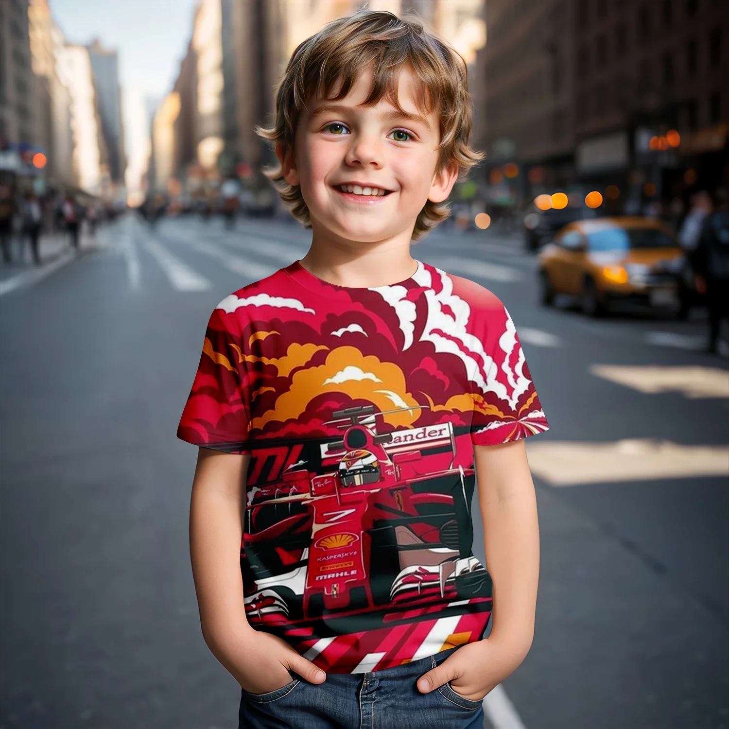 

Hot Summer Boy 3d Printed T-shirt Kids Cool Sports Car Trend Cartoon Fashion Party Girl Casual Loose Crew Neck Short Sleevel