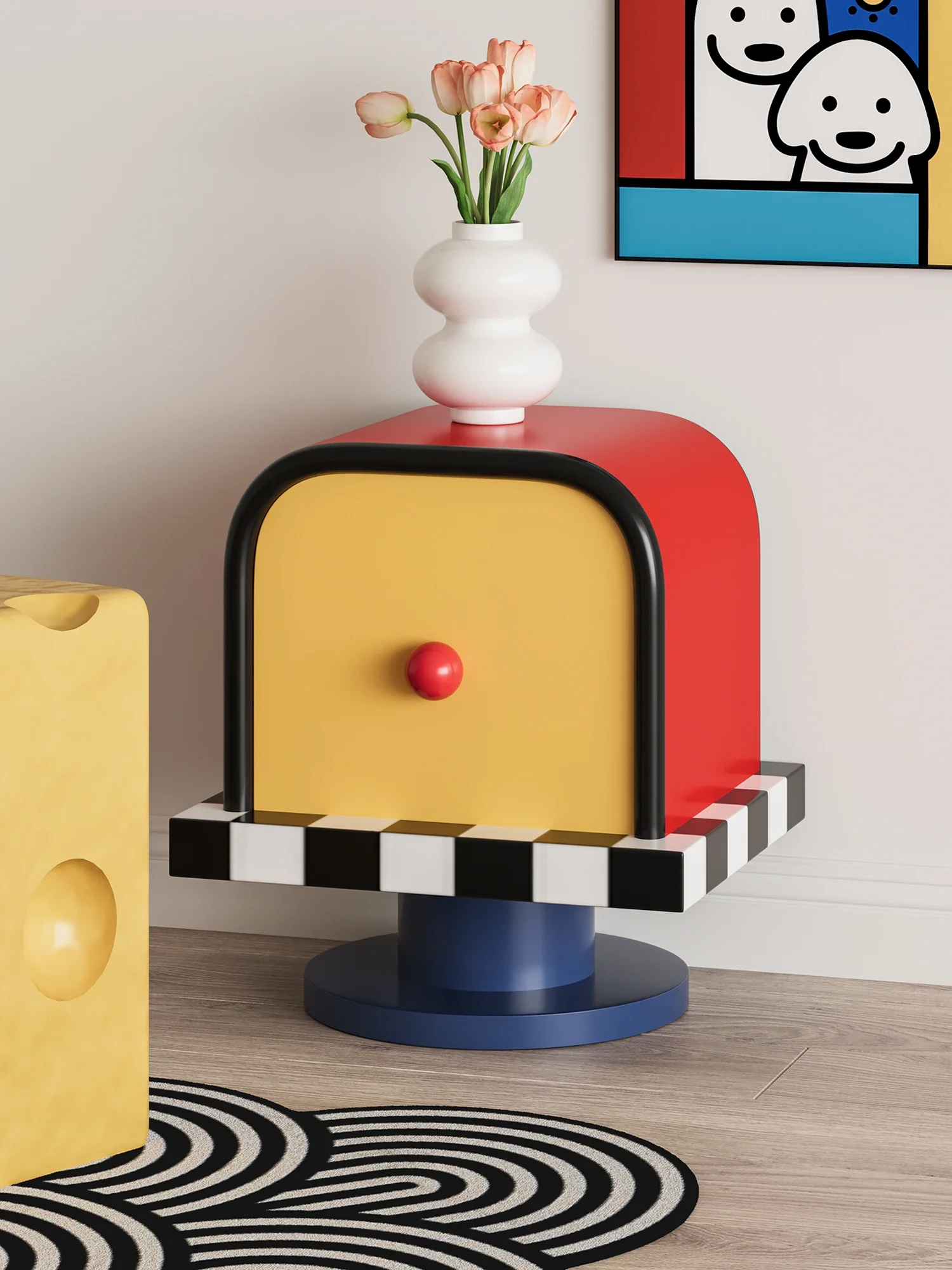 صندوق بريد بلون الدوبامين الكريمي بجانب السرير وغرفة المعيشة وغرفة النوم وطاولة بجانب السرير وخزانة صغيرة إبداعية للرياح #5