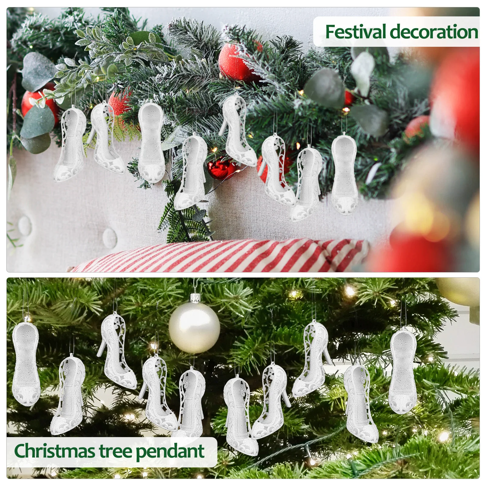 

24Pcs High Heel Hanging Decorations Christmas Tree Pendants Party Ornament Xmas Tree Hanging Ornaments Holiday Supplies