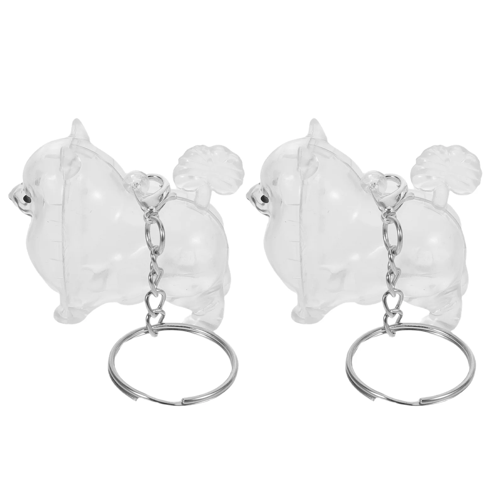 

2pcs Keepsake Box Keychain Transparent Dog Shaped Pendant For Bag Or Keys Durable Pet Memorial Storage For Cat Dog Hair - Pet