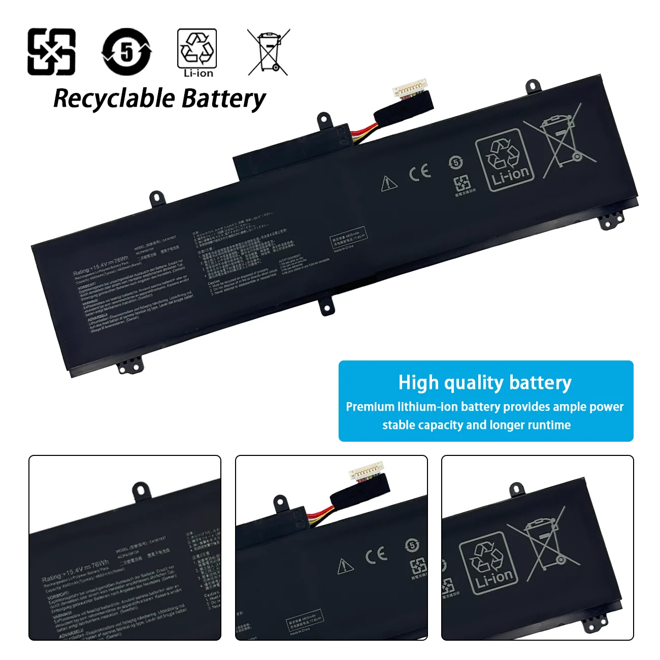 C41N1837 Laptop Battery For GU502GU GU502GV GU532GU GX502GV GX502 GWGA502  GA502 GA502D GS502G AIR 2021 FX516P 15.4V 76Wh