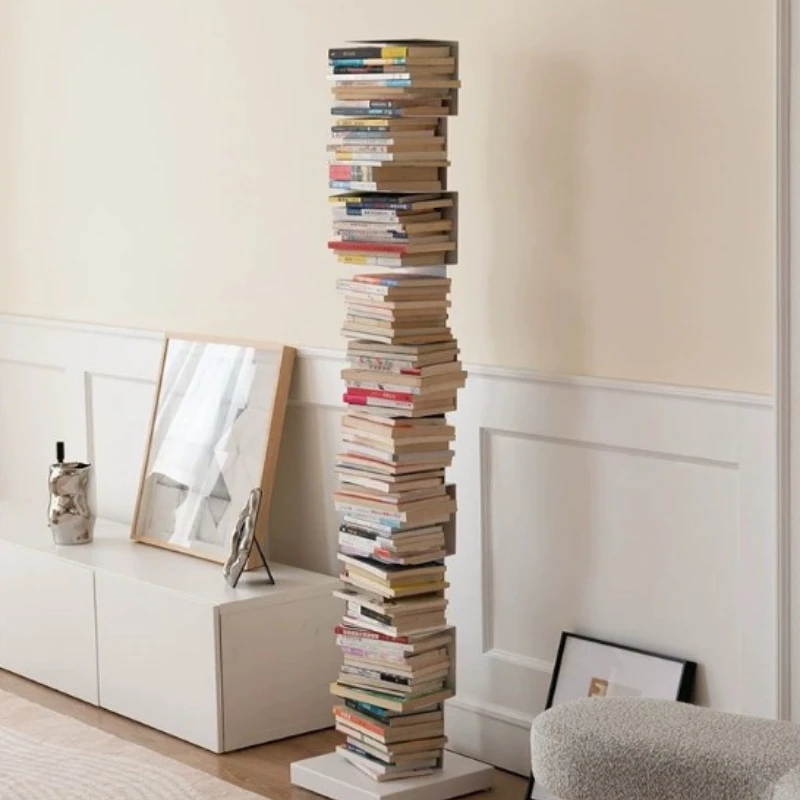 Invisible bookshelf Internet celebrity floor-to-ceiling living room wrought iron corner bookcase Modern simple three-dimensional