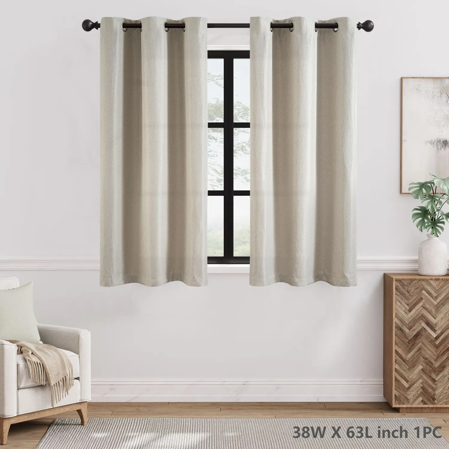 JINCHAN 70% Blackout Linen Textured Curtain for Living Room Darkening Bedroom Curtain Grommet Top Window Drapes 1 Panel