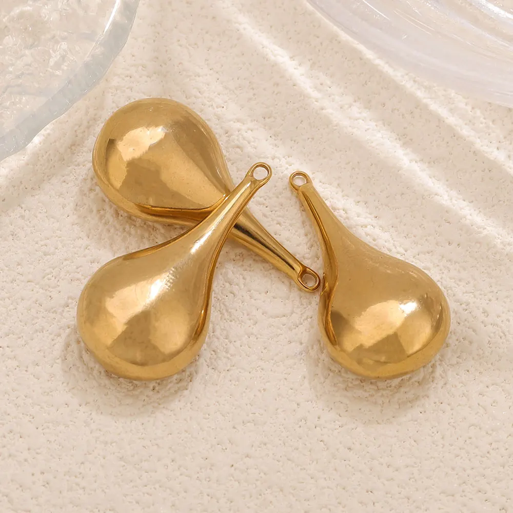 2PCS Gold Plated Teardrop Pendants Stainless Steel Charms for DIY Simple Necklace Earring Jewelry Making Wholesale Supplies - Detail 1