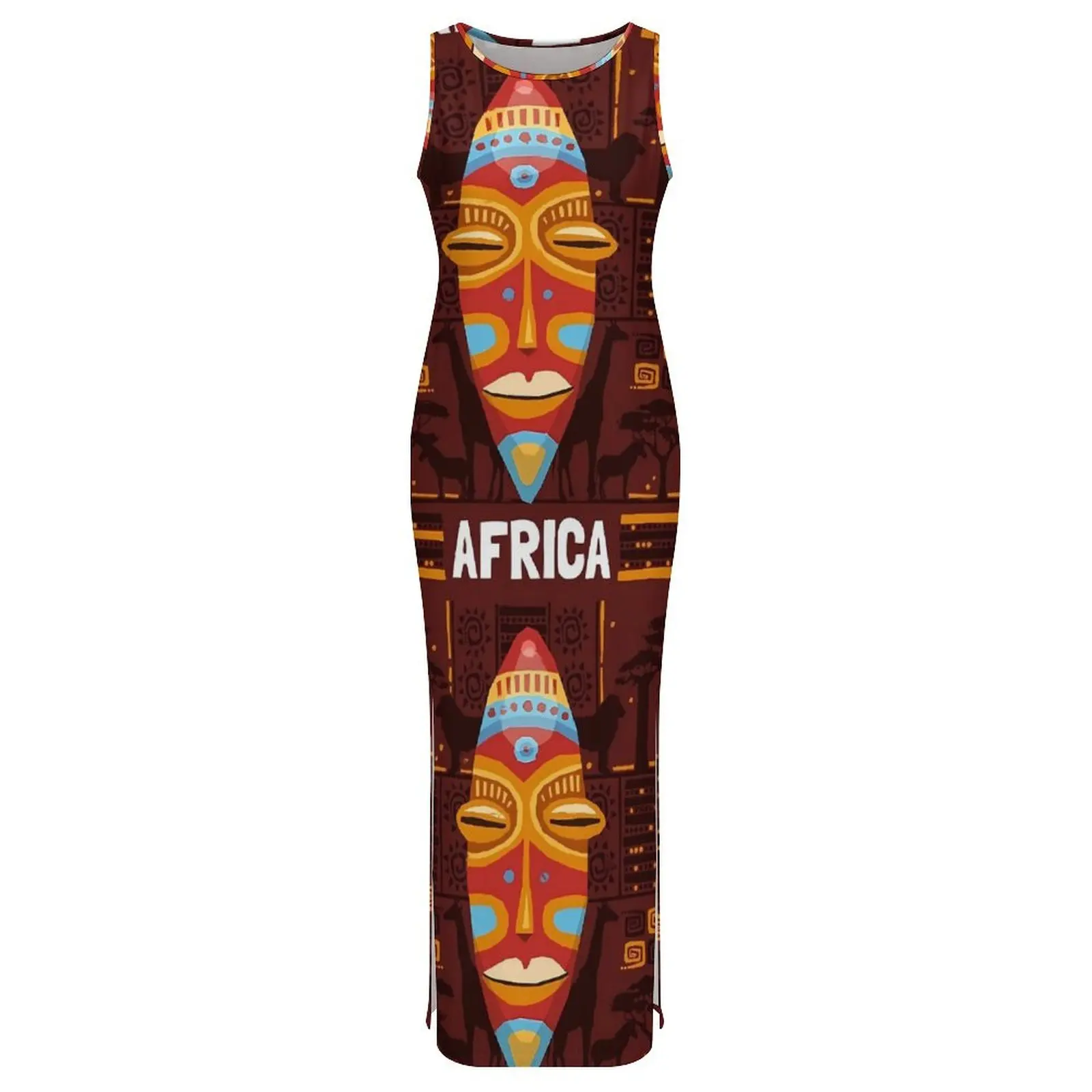Robe moulante pour femmes, Dashiki, Maxi, vacances, Vintage, imprimé africain, sans manches, motif esthétique, grande taille