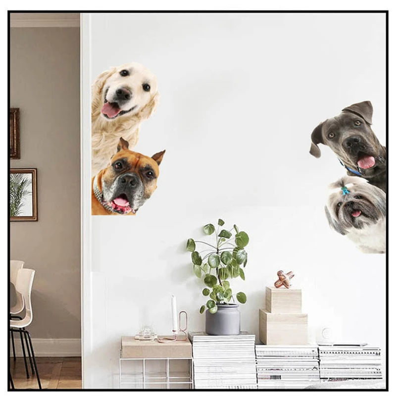 Baby Dog Creative 3D Wall Art Vinyl Mural Stickers Home Decoration Waterproof Wallpaper on Corners of Living Room Bedroom Porch