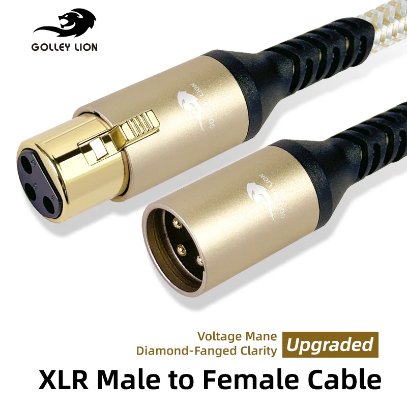 GOLLEY LION LR Cable, Premium Balanced Microphone Cable, 3-Pin XLR Male to Female Mic Speaker Cord
