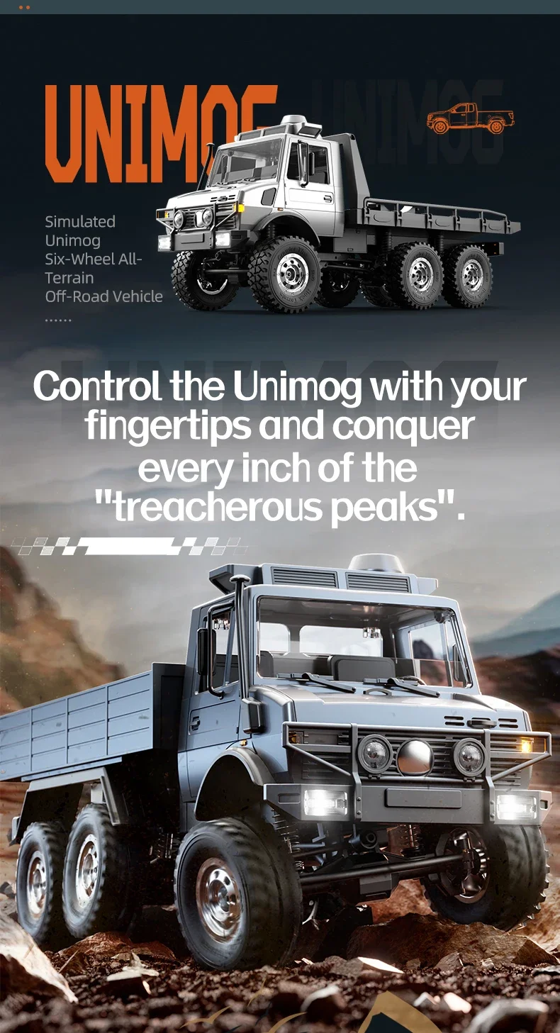 6WD RC Car 1/18 Off-road Remote Control Vehicle 2.4G High Speed Transport Crawler 6WD Dual-Speed Gearbox Linkage Lighting RC Car