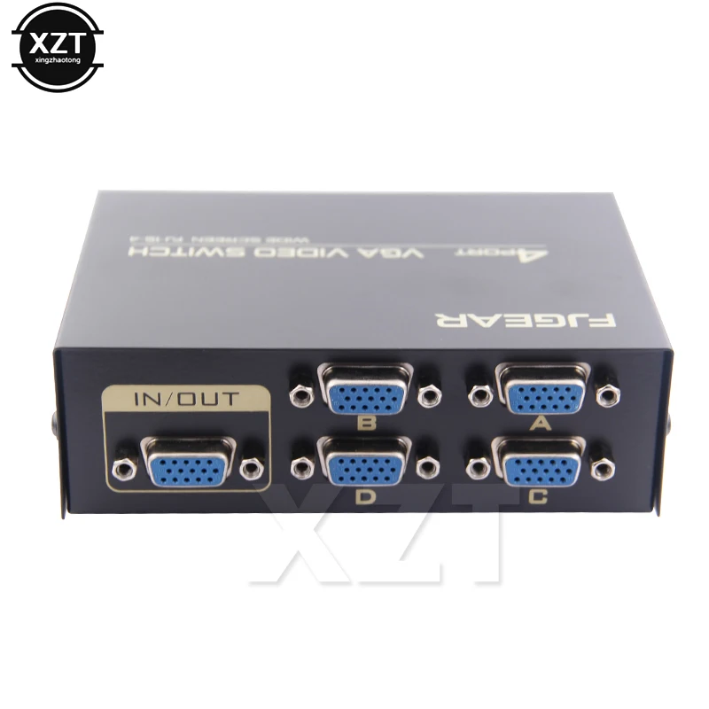 VGA Switch 4 Port VGA SVGA Video Switcher 4*1 HD Signal Amplifier Booster Splitter Wide Screen 1 in 4 out for monitor projector