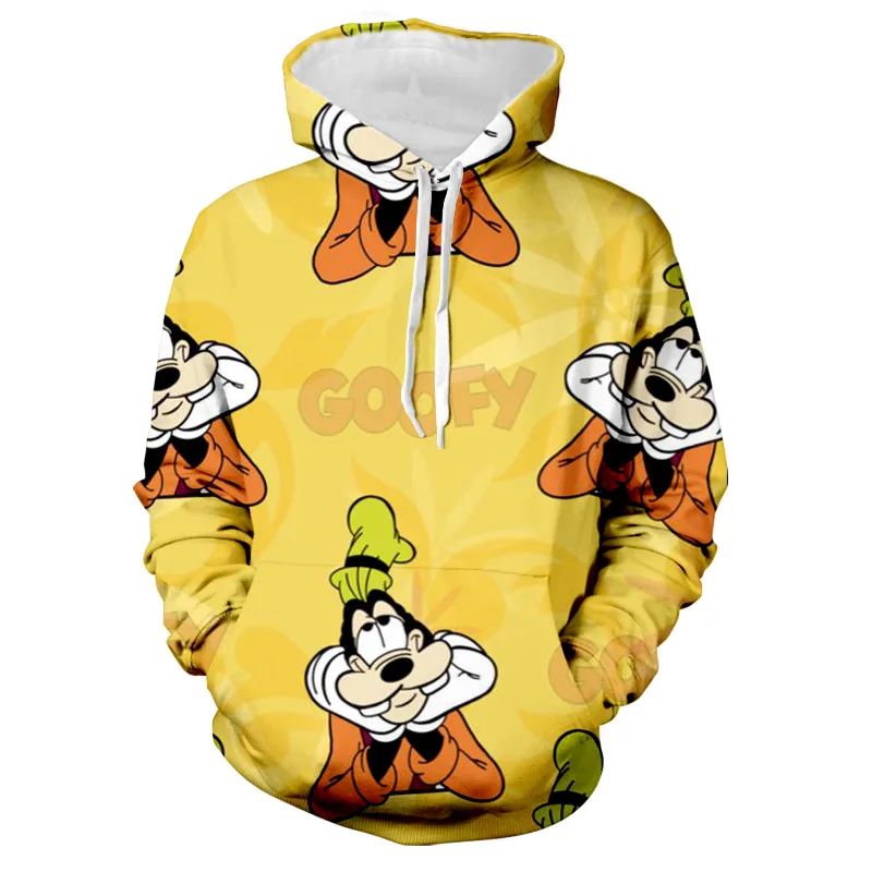 2025 New Streetwear Hoodie Men's Fall Long Sleeve Harajuku Disney Mickey and Goofy 3D Printed Casual Sweatshirt