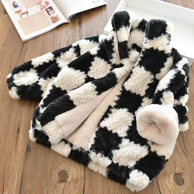 

2026 New Teen Girls' Plush Thick Coat Autumn And Winter Big Children's Fury Leisure Warm Jacket 110-170cm