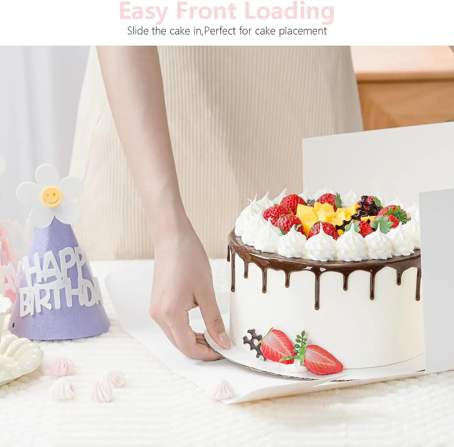 3/5PCS Disposable White Birthday Cake Paper Boxes High-end Window Style Sturdy Not Easily Deformed Wave Lace Cake Storage Box