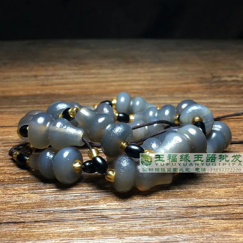 1pcs/lot Weathered coated pulp gray Liao Jin old agate gourd beads Necklace pendant Buddhist beads accessories