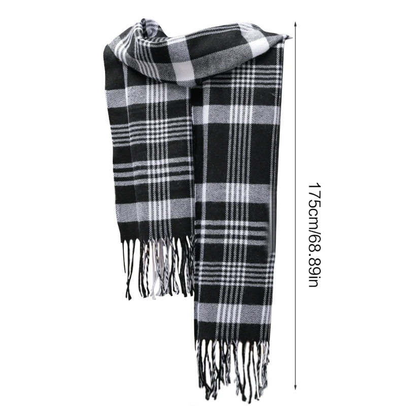 Winter Scarf Tartan Plaid Check Tassel Scarf Men Women Cold Weather Neck Gear