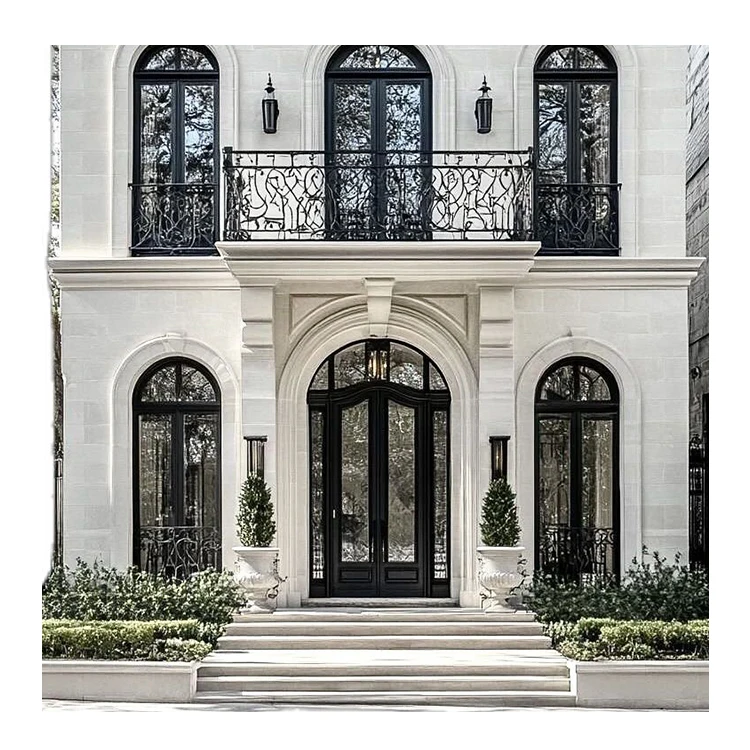 Custom Luxurious Exterior Main Entrance Iron Door French Design Wrought Iron Entry Gate Home Security Door